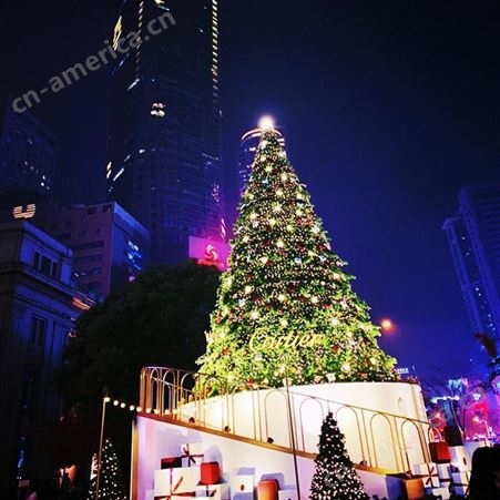 红色圣诞树金色树木亮化安装树灯铁艺花灯大型圣诞树 LED大型圣诞树 异型10米圣诞树 大型框架圣诞树