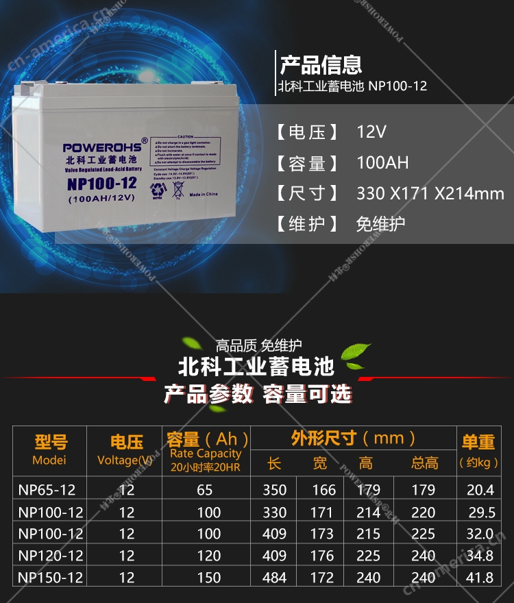 免维护铅酸蓄电池 12V100AH(图1)