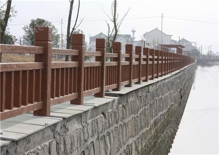 T113混凝土仿木栏杆公园河边扶手围栏景区X型中字方格川型水泥护栏