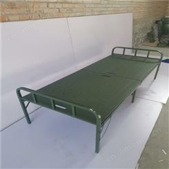 多工能折叠指挥桌 钢塑两折折叠床 绿色钢塑两折床