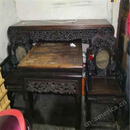 浦东新区老柚木家具收购  老红木红木家具回收   老榉木书橱回收