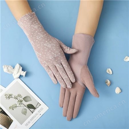 触屏薄透防晒手套 生产加工 棉质蕾丝手套 棉质短款女手套