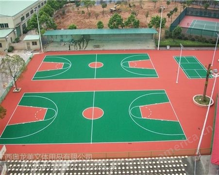 奥龙美广西硅pu篮球场材料供应商 羽毛球场 塑胶球场设计及施工