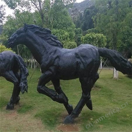 拉车铜马雕塑 大型铜马雕塑厂家 公园铜飞马设计 乾虎雕塑