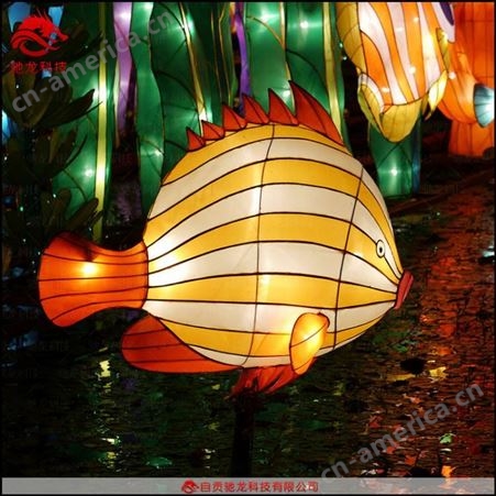 海洋动物水母造型彩灯定制龟花灯制作出口灯会定制手工布艺花灯公司