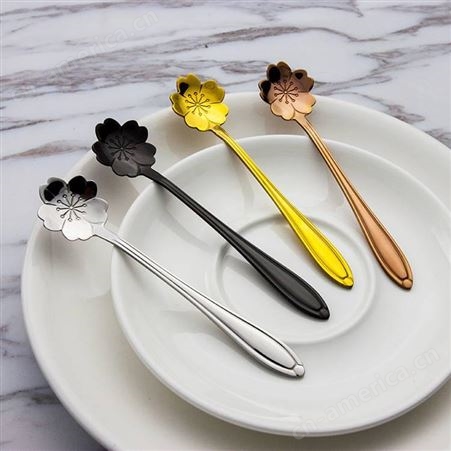 不锈钢花瓣勺子定制 金属餐具 玫瑰金餐筷勺子 西餐厅不锈钢餐勺定做logo