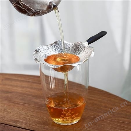 纯银999茶漏 纯手工一张打茶叶过滤网茶具零配件茶虑茶隔漏斗
