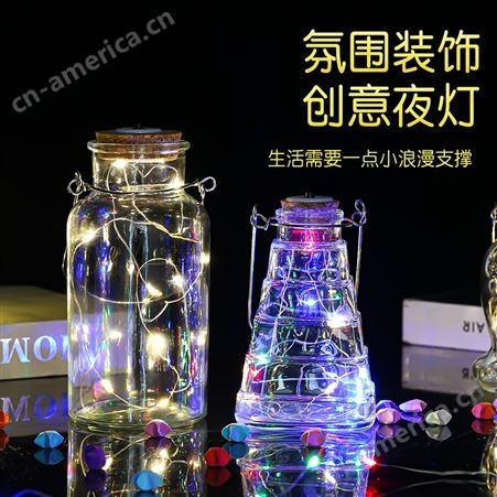 新款创意LED带灯玻璃装饰品圣诞礼品玻璃瓶酒店拍摄道具摆件许愿
