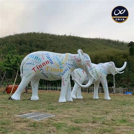 玻璃钢透光雕塑定做 园林发光大象动物小品生产