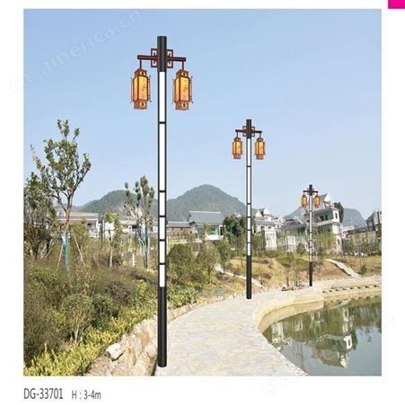 花园别墅双头欧式压铸铝LED庭院灯 劲辉3米中式庭院路灯