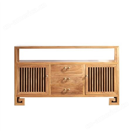 新中式玄关柜 餐边茶水柜实木柜 白蜡木收纳储物柜 老榆木置物边柜 可定做