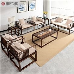 新中式轻奢沙发123组合 现代禅意客厅别墅样板房酒店实木家具定制 可定做