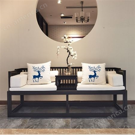 新中式白蜡木罗汉床 实木伸缩床 小户型推拉床榻客厅沙发组合榫卯简约家具 可定做