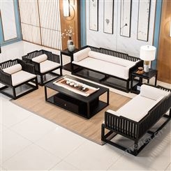 新中式罗汉床沙发 白蜡木全实木 民宿禅意客厅贵妃组合轻奢家具 可定做