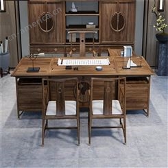 办公桌椅组合简约 现代实木办公桌大班台总裁办公室家具新中式老板桌 可定做