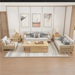 新中式沙发组合 轻奢储物大户型123 现代U形实木白蜡木沙发客厅 可定做