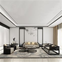 新中式沙发 白蜡木全实木 中式禅意客厅别墅沙发组合 现代简约家具 可定做