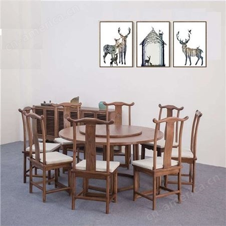 新中式餐桌椅 白蜡木禅意会客桌圆桌洽谈桌 免漆接待桌实木茶 可定做