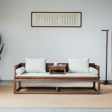 新中式推拉罗汉床 实木简约禅意沙发床 储物榫卯客厅床 榻罗汉榻家具 可定做