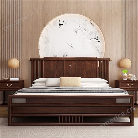 禅意新中式全实木床 简约白蜡木主卧床 储物高箱1.8米1.5m民宿家具 可定做
