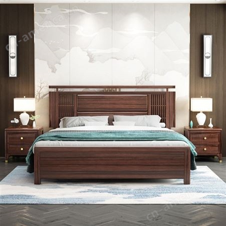 新中式白蜡木实木床 轻奢高箱床 1.5单双人简约现代主卧1.8米婚床 可定做