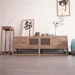 新中式全实木电视柜 轻奢大小户型 白蜡木储物柜 地柜客厅家具组合 可定做